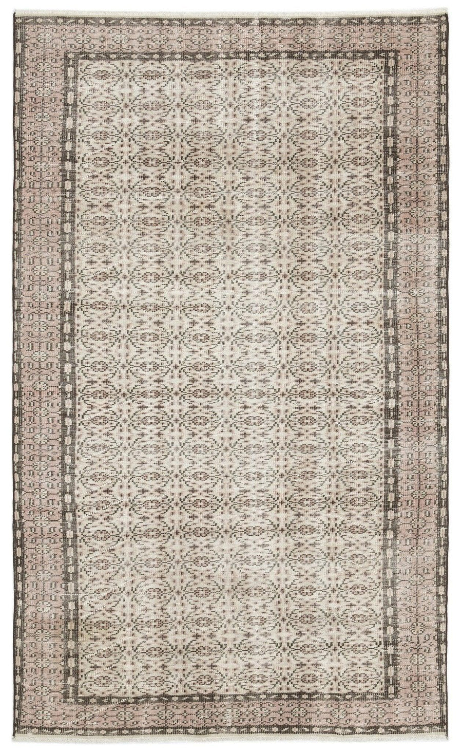 Antrasit Bej Anadolu Eskitme Geometrik Yün Halı 170x280 - Özel Seri