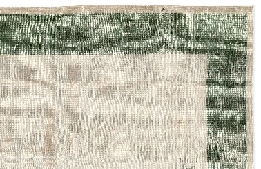 Cream & Green Floral Hand-Knotted Wool Rug 164x274 cm (5'5" x 9') – in the living room
