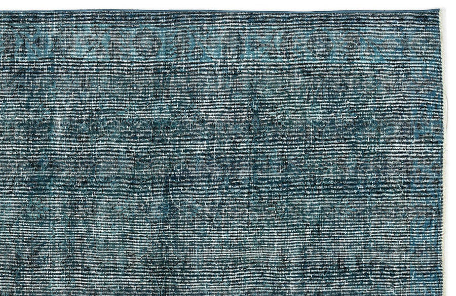 Blue and Grey Abstract Hand-Knotted Wool Rug 168x266 cm (5'6" x 8'9") – in the living room