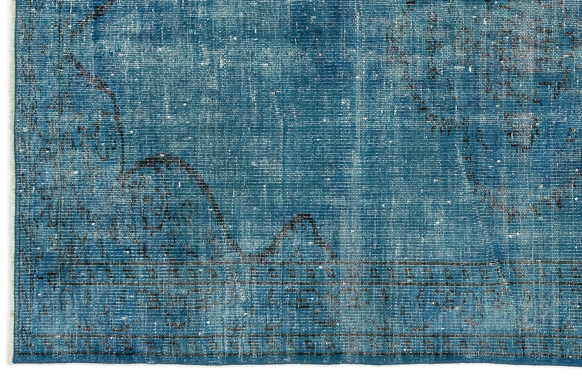 Beyaz Mavi Bohem Eskitme Yün Halı 150x238