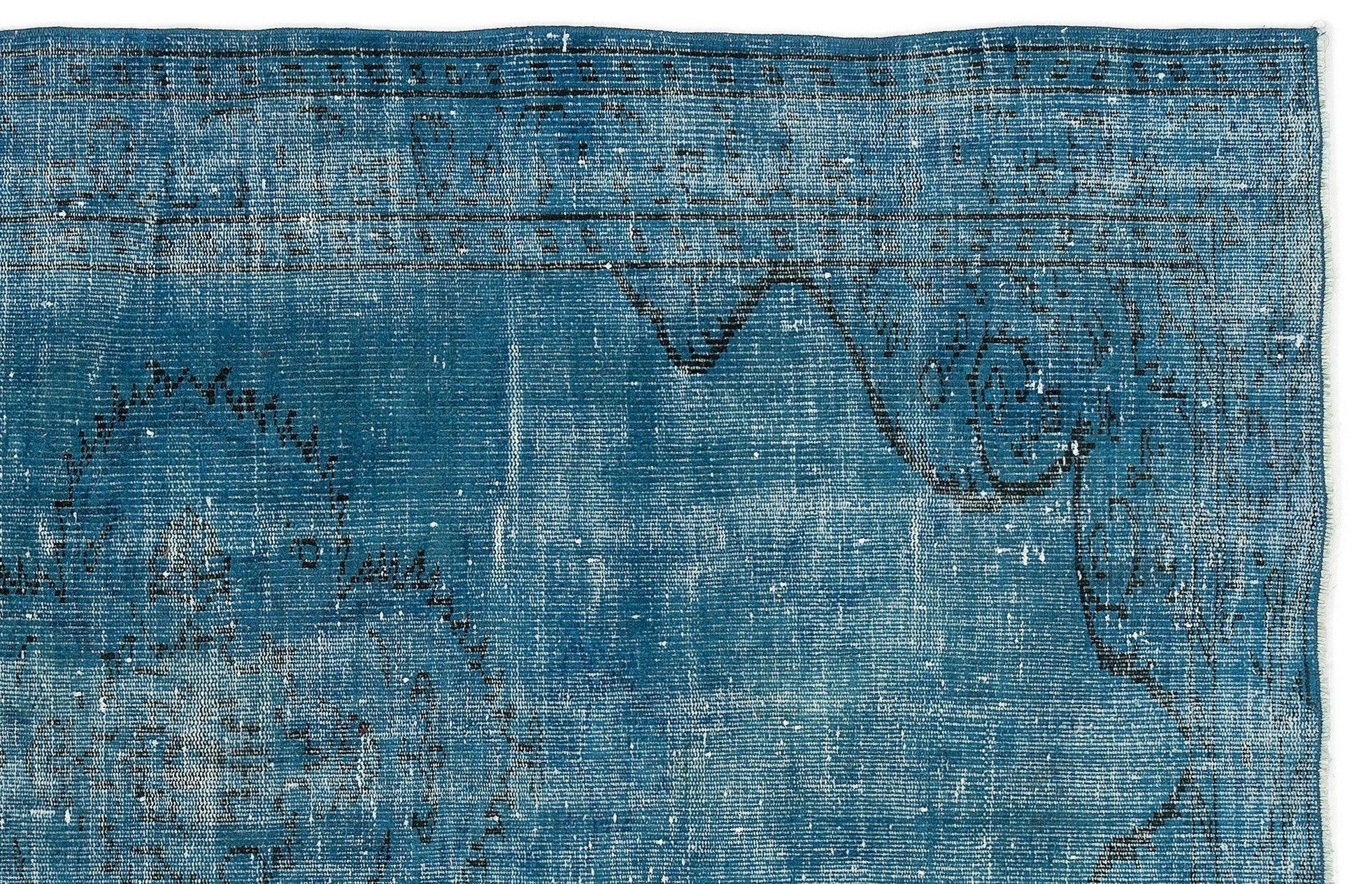 Beyaz Mavi Bohem Eskitme Yün Halı 150x238