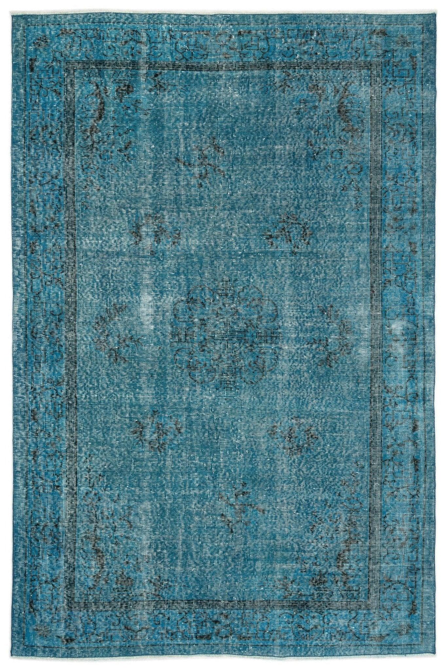 Beyaz Gri Eskitme Geometrik Yün Halı 167x253