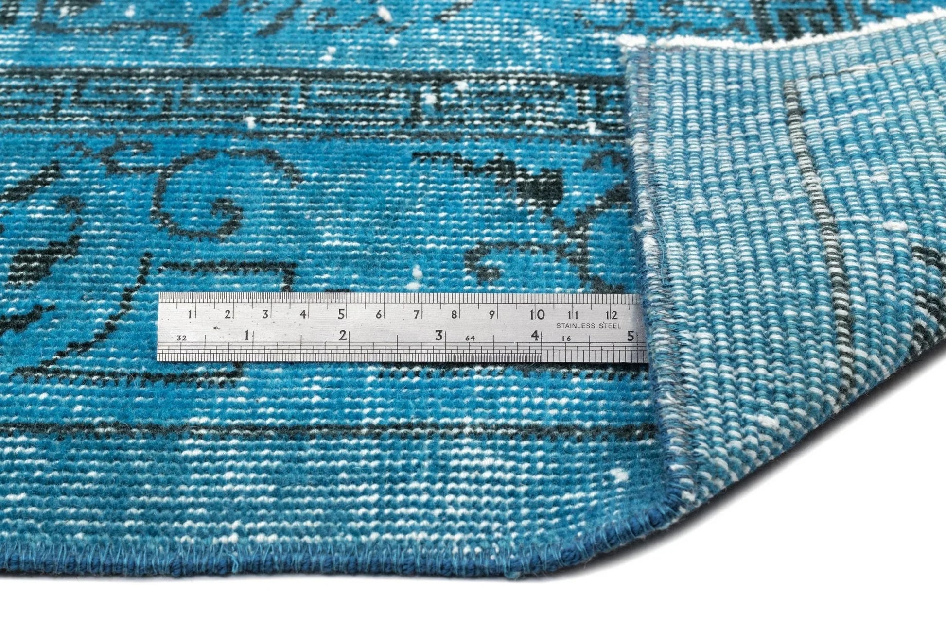 Beyaz Gri Eskitme Geometrik Yün Halı 167x253
