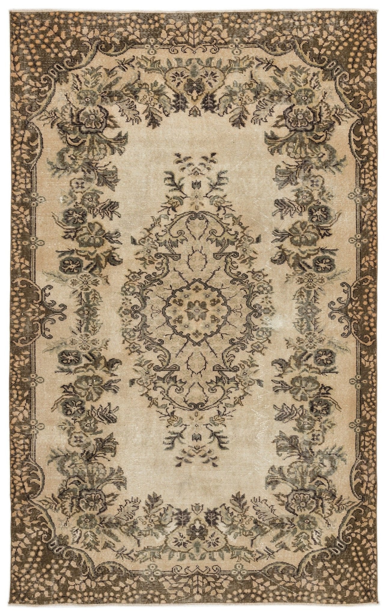 Atina 12795 Bej Eskitme Yün El Dokuma Halısı 170 x 276 - El Dokuma - HALI.NET