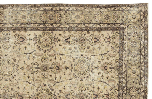 Bej Krem Anadolu Eskitme Geometrik Yün Halı 180x287 - Özel Seri