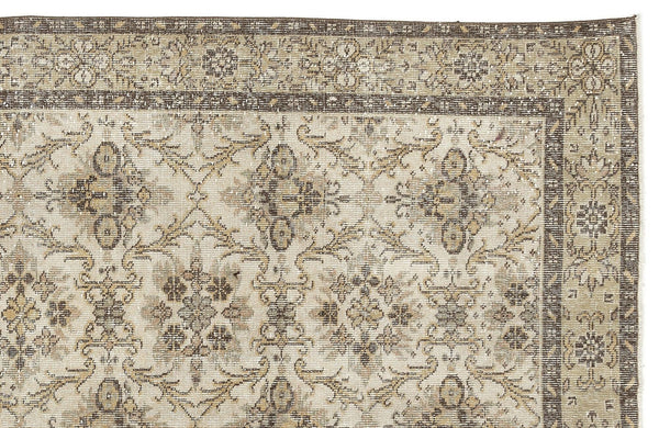 Bej Gri Anadolu Eskitme Geometrik Yün Halı 182x295 - Özel Seri
