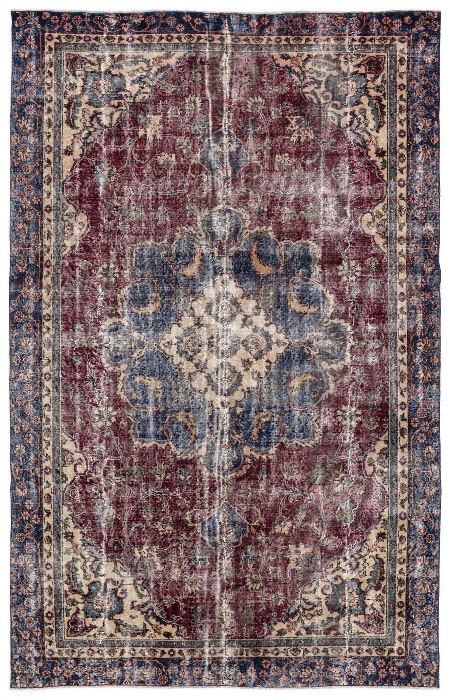 Bej Gri Anadolu Eskitme Klasik Yün Halı 187x293 - Özel Seri