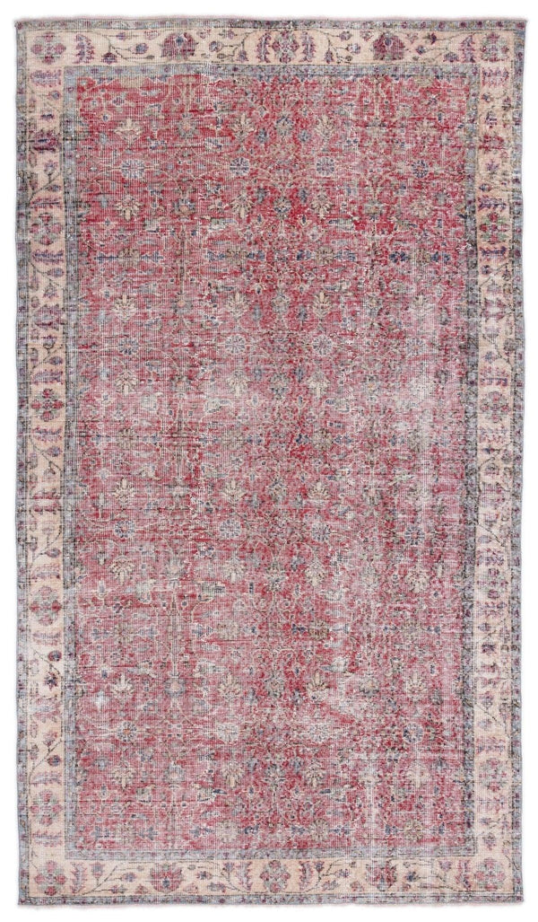 Bej Gri Anadolu Eskitme Geometrik Yün Halı 161x276 - Özel Seri