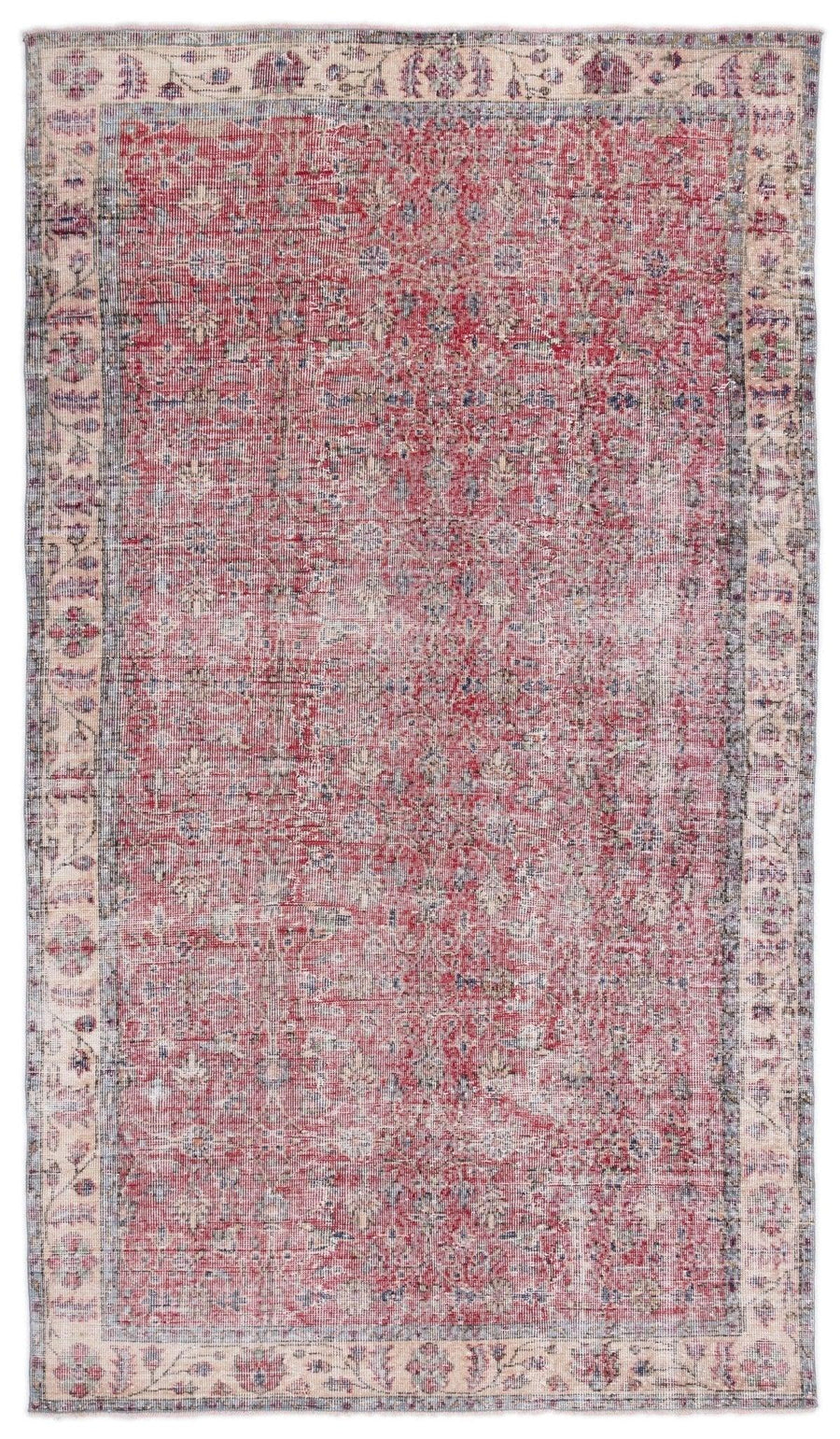 Roter handgeknüpfter Wollteppich mit Blumenmuster 161x276 cm – im Flur