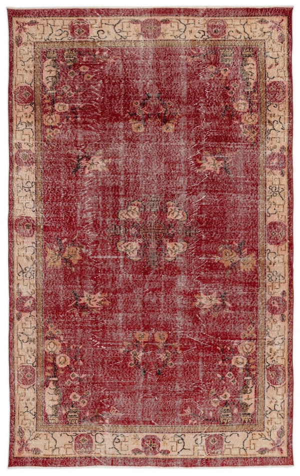 Bej Krem Anadolu Eskitme Madalyonlu Yün Halı 178x295 - Özel Seri
