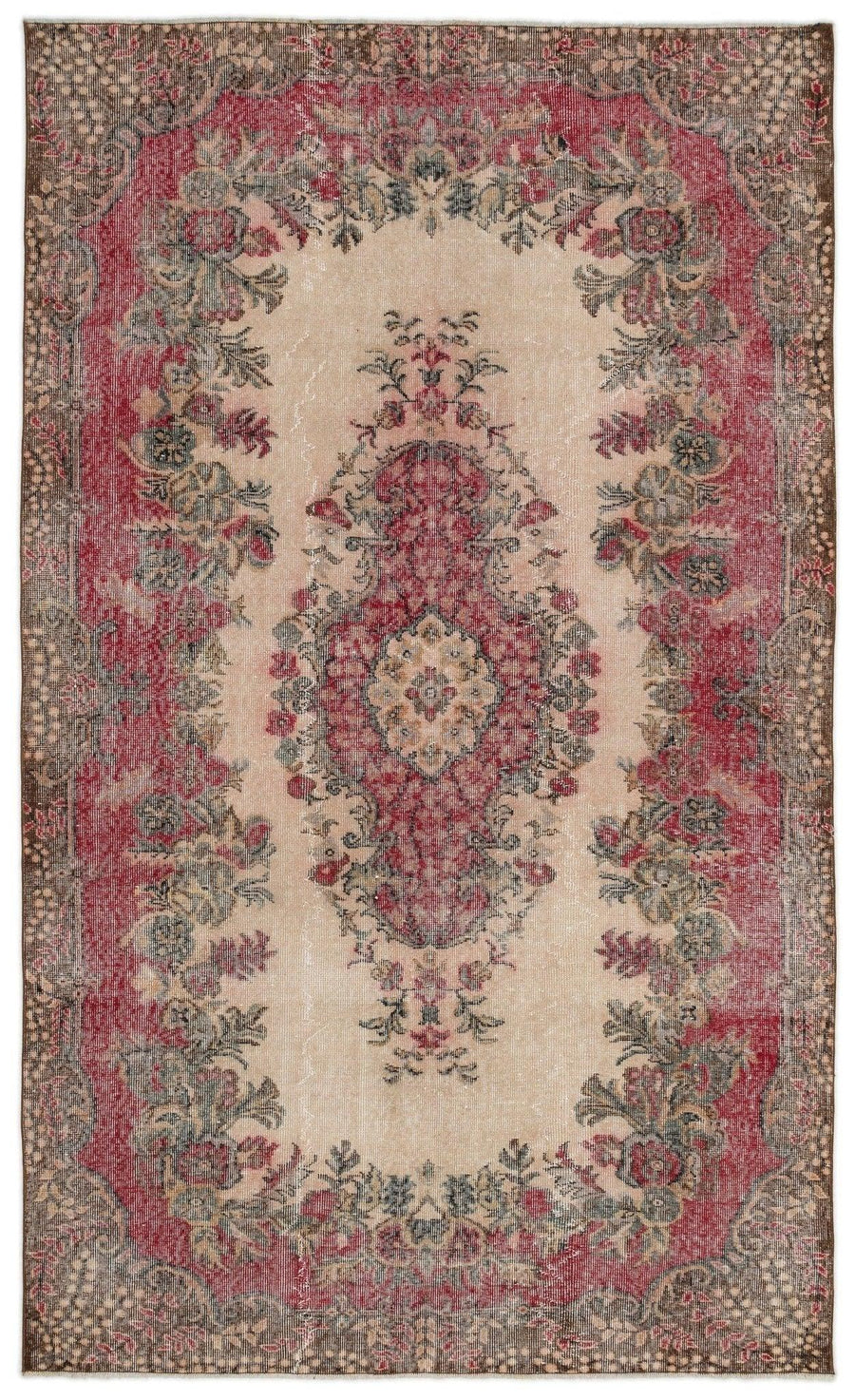 Cremefarbener Orientteppich aus Wolle mit Medaillon 176x290 cm – im Wohnzimmer