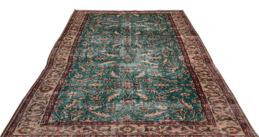 Bej Krem Anadolu Eskitme Çiçekli Yün Halı 175x286 - Özel Seri