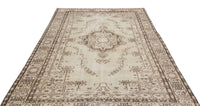 Cream & Brown Medallion Turkish Rug, Hand-Knotted Wool 184x290 cm (6' x 9'6")