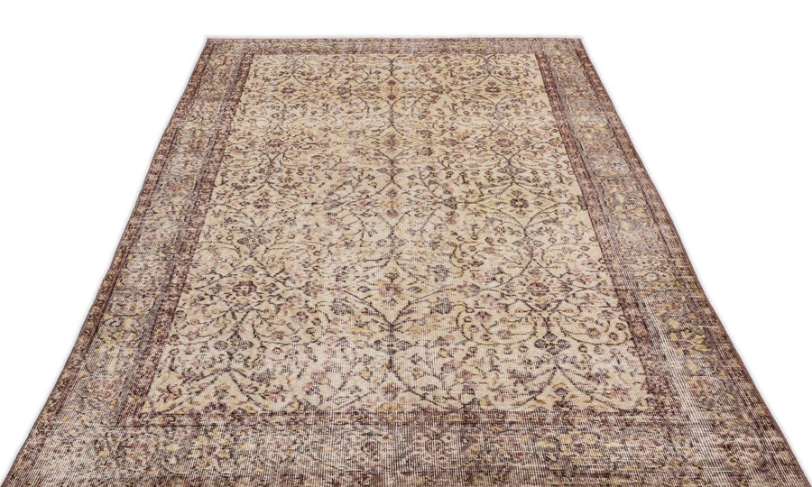 Bej Gri Anadolu Eskitme Klasik Yün Halı 156x263 - Özel Seri