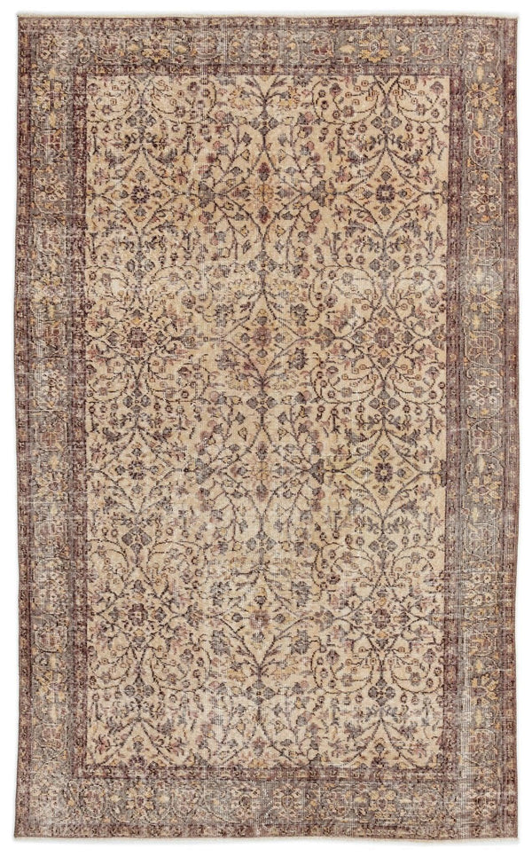 Bej Gri Anadolu Eskitme Klasik Yün Halı 156x263 - Özel Seri