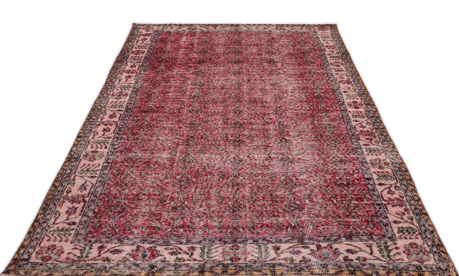 Bej Krem Anadolu Eskitme Çiçekli Yün Halı 161x276 - Özel Seri