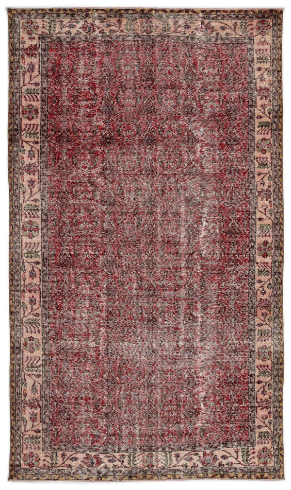 Bej Krem Anadolu Eskitme Çiçekli Yün Halı 161x276 - Özel Seri