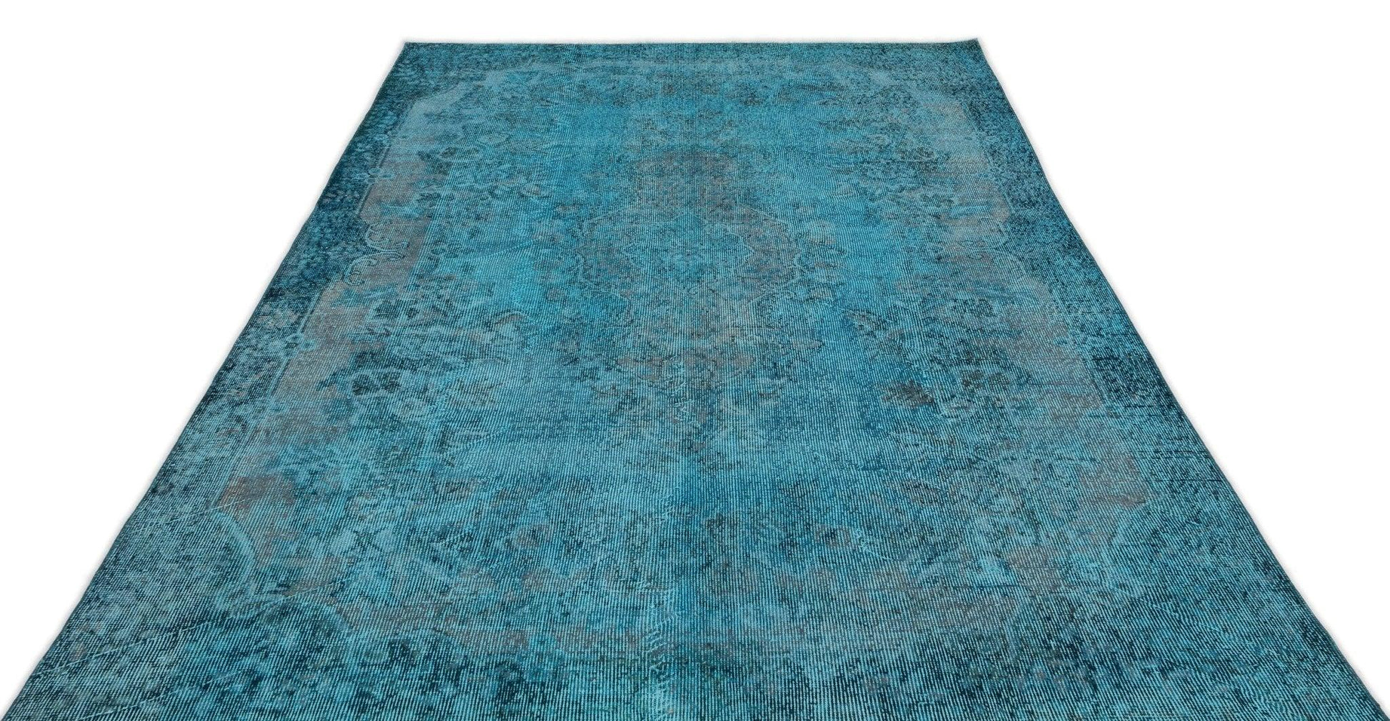Gri Mavi Bohem Eskitme Yün Halı 180x288