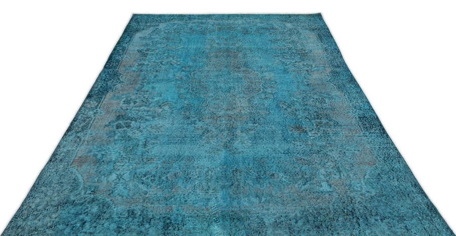 Gri Mavi Bohem Eskitme Yün Halı 180x288
