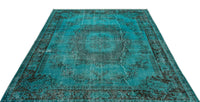 Turquoise & Anthracite Medallion Turkish Area Rug 178x265 cm (5'10" x 8'8")
