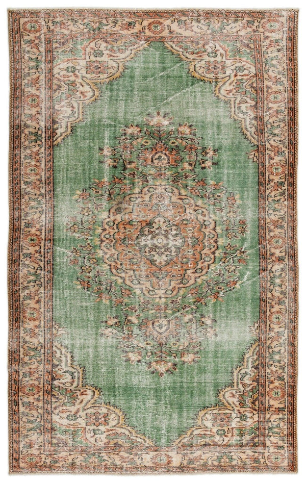 Bej Krem Anadolu Eskitme Madalyonlu Yün Halı 181x281 - Özel Seri