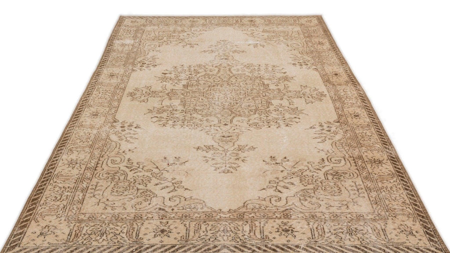 Bej Krem Anadolu Eskitme Geometrik Yün Halı 170x290 - Özel Seri