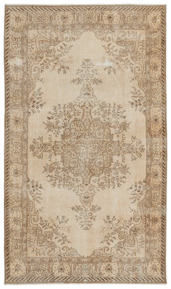 Bej Krem Anadolu Eskitme Geometrik Yün Halı 170x290 - Özel Seri
