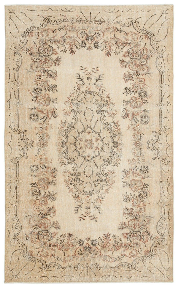 Antrasit Bej Anadolu Madalyonlu Çiçekli Yün Halı 180x290 - Özel Seri