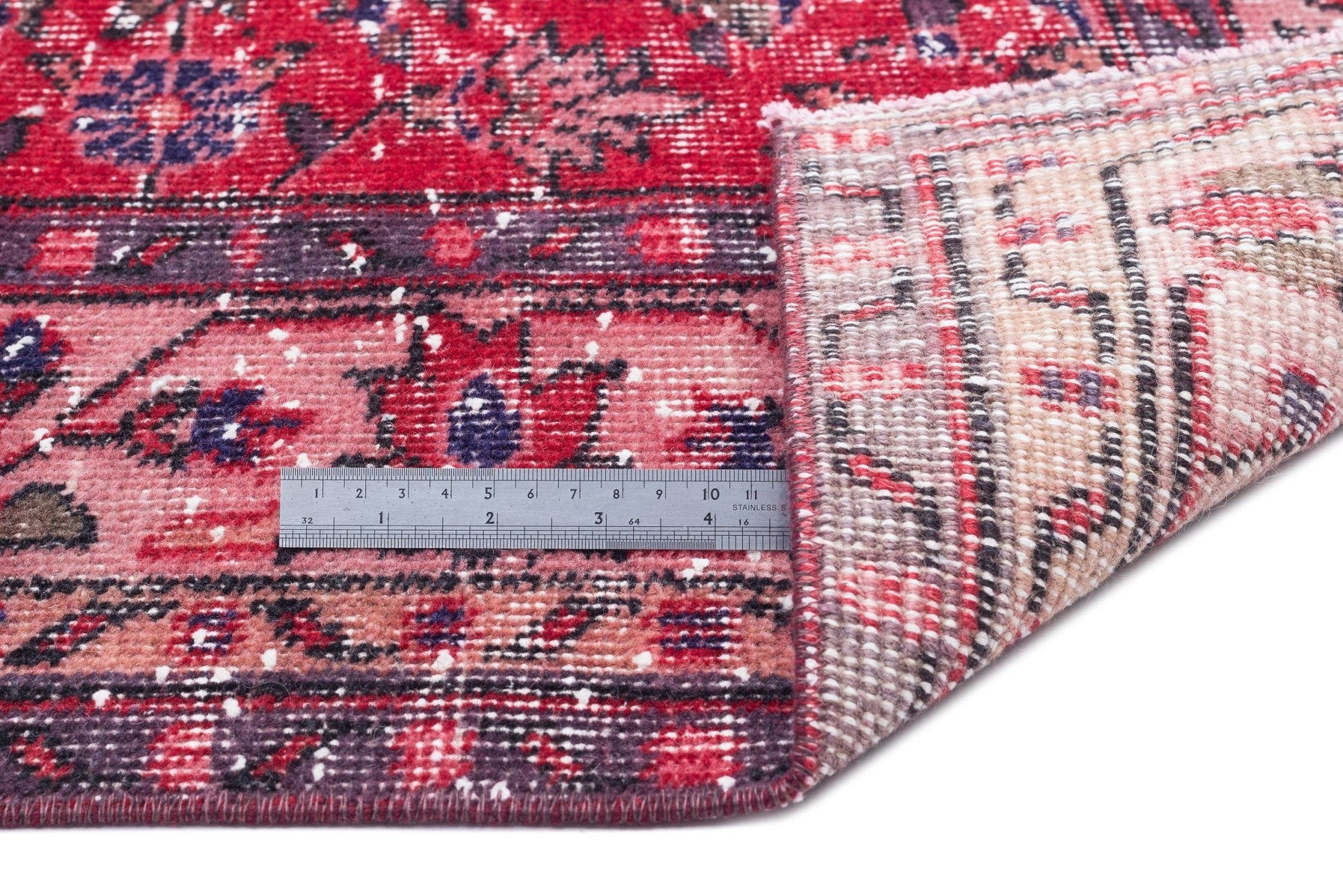 Atina 15553 Kırmızı Eskitme Yün El Dokuma Halısı 166 x 280 - El Dokuma - HALI.NET