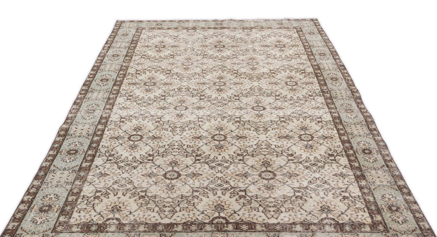 Bej Krem Anadolu Eskitme Geometrik Yün Halı 170x290 - Özel Seri
