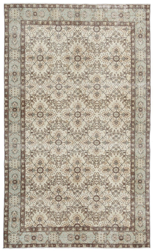 Bej Krem Anadolu Eskitme Geometrik Yün Halı 170x290 - Özel Seri