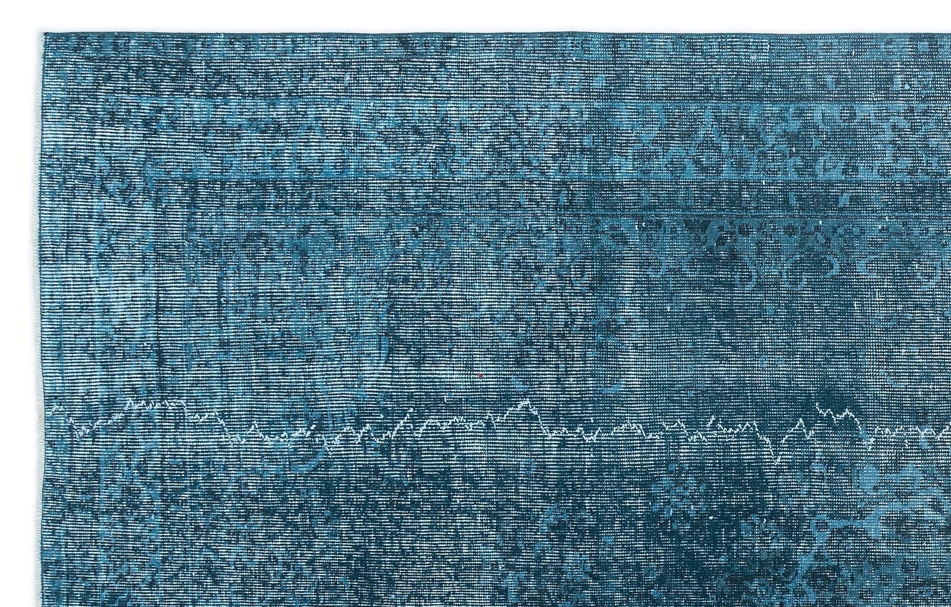 Gri Mavi Anadolu Eskitme Madalyonlu Yün Halı 171x272 - Özel Seri