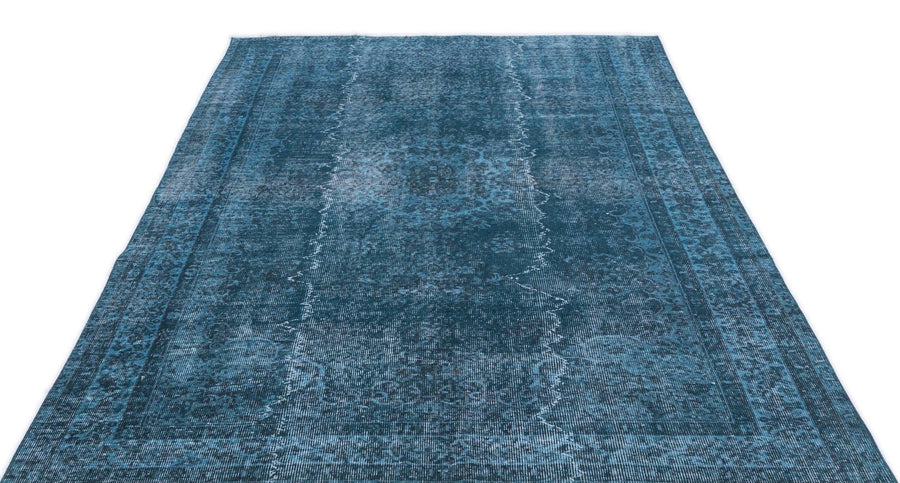 Gri Mavi Anadolu Eskitme Madalyonlu Yün Halı 171x272 - Özel Seri