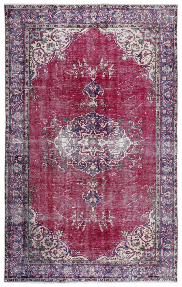 Gri Krem Anadolu Eskitme Madalyonlu Yün Halı 195x311 - Özel Seri