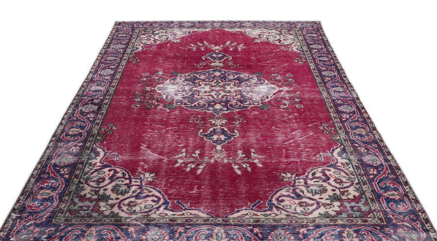 Gri Krem Anadolu Eskitme Madalyonlu Yün Halı 195x311 - Özel Seri
