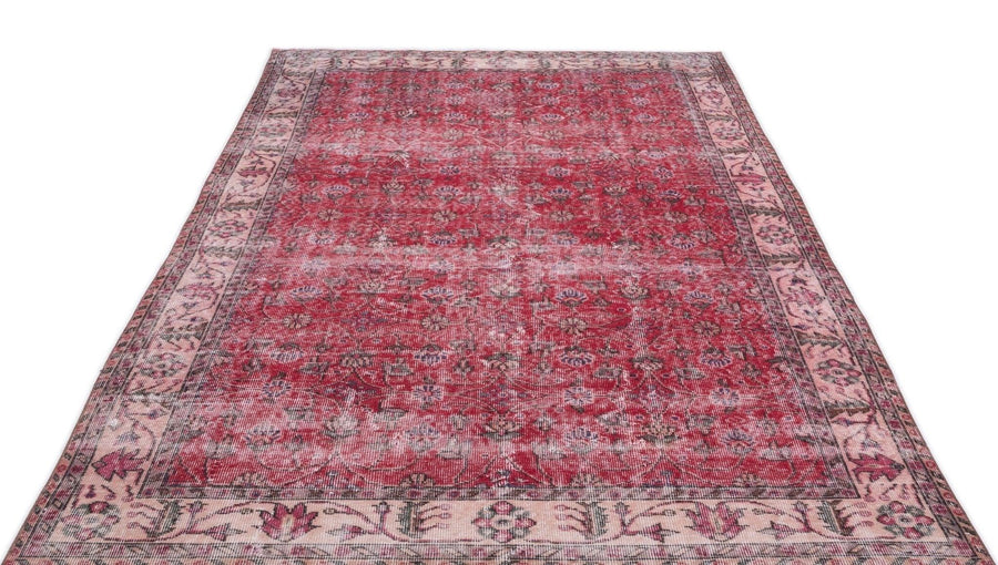Bej Gri Anadolu Eskitme Çiçekli Yün Halı 176x290 - Özel Seri