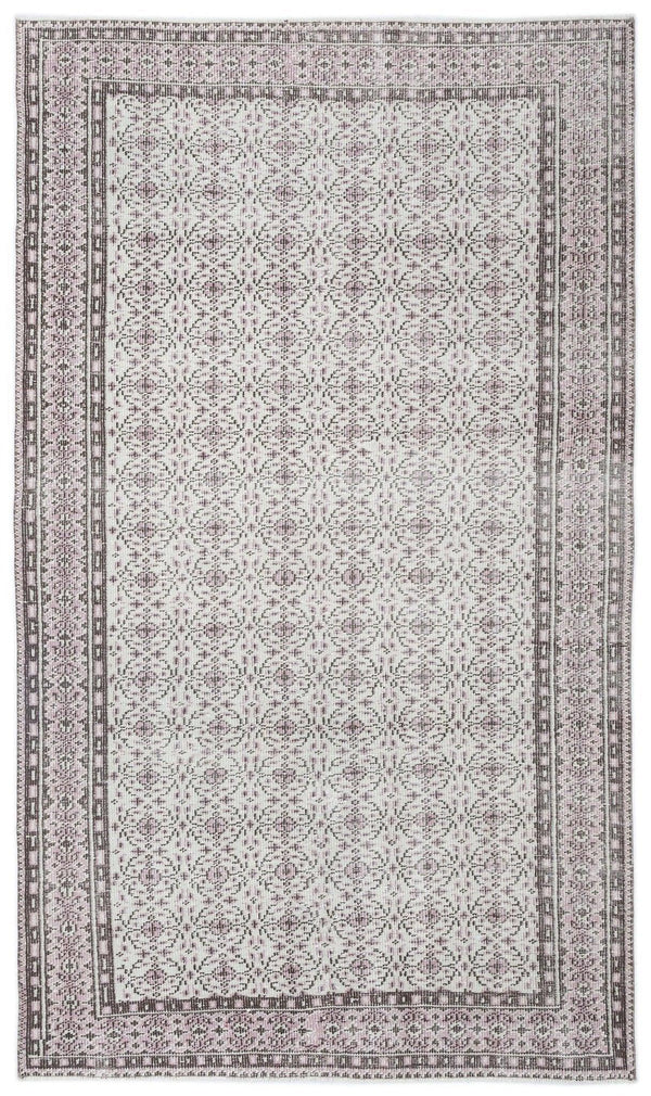 Ekru Krem Anadolu Eskitme Geometrik Yün Halı 160x273 - Özel Seri