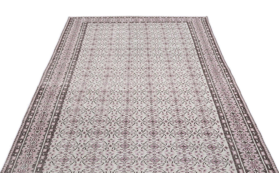 Ekru Krem Anadolu Eskitme Geometrik Yün Halı 160x273 - Özel Seri