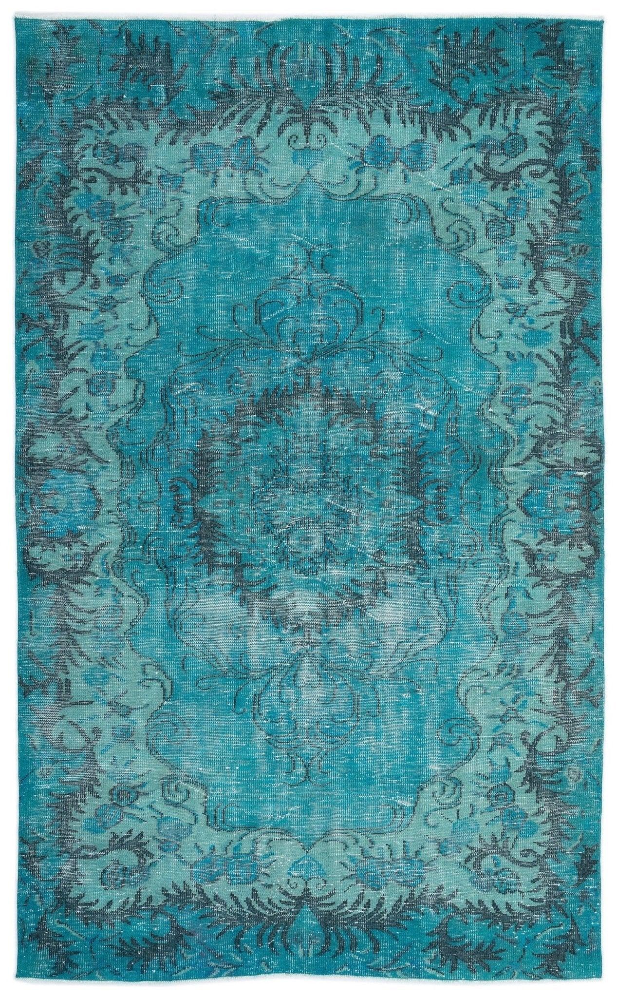 Gri Mavi Eskitme Klasik Yün Halı 180x293