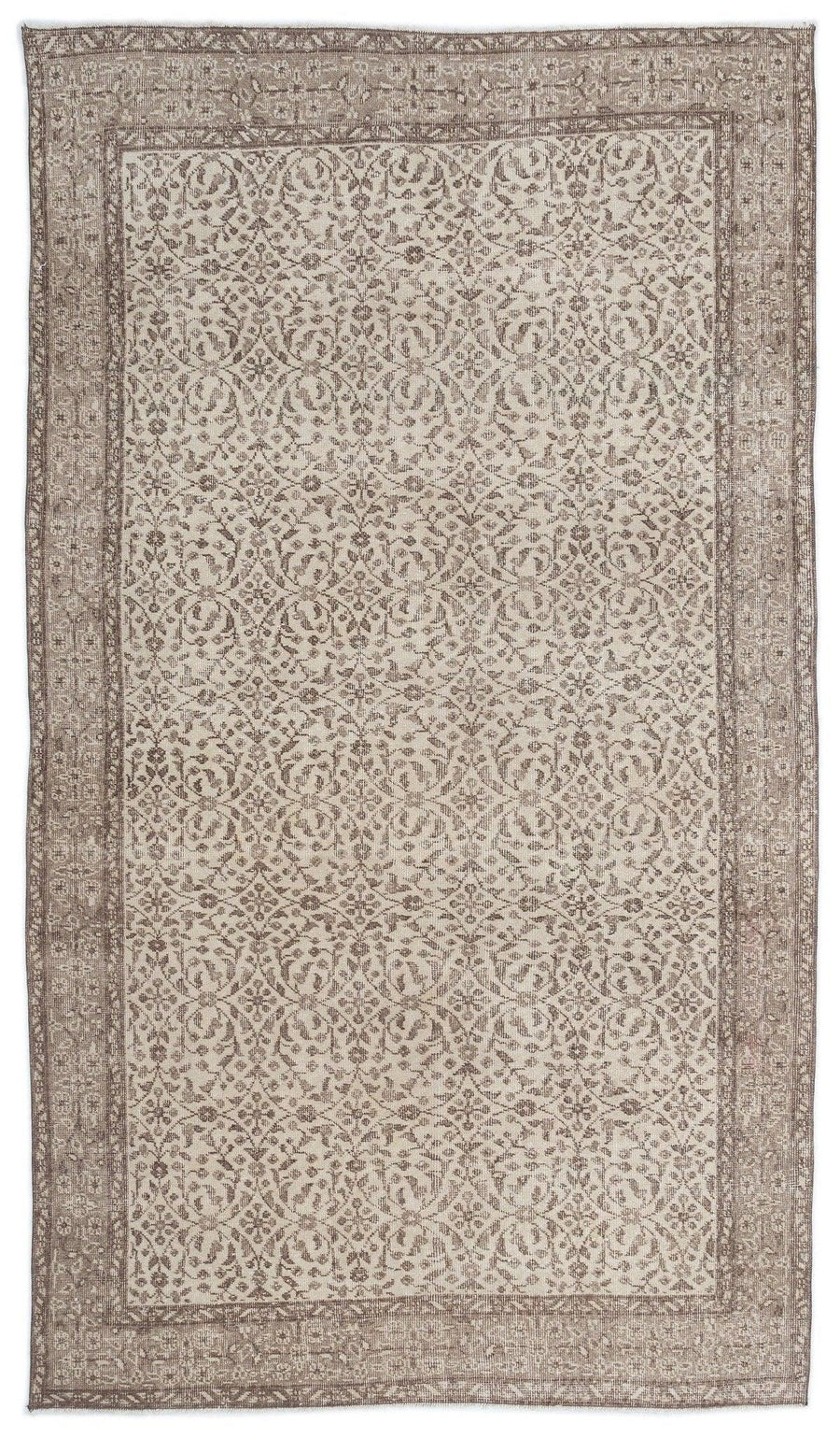 Handgeknüpfter Wollteppich Beige Braun mit Blumenmuster 162x280 cm – im Wohnzimmer