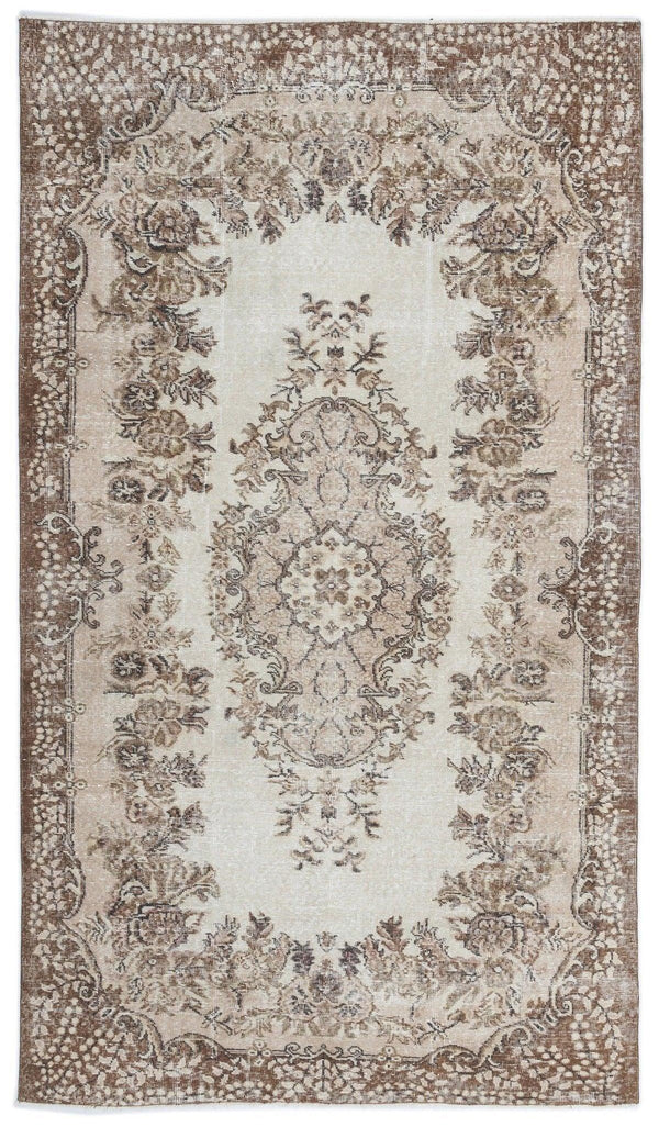 Bej Krem Anadolu Eskitme Madalyonlu Yün Halı 170x291 - Özel Seri