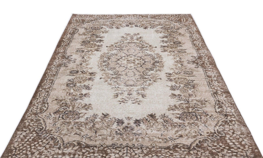 Bej Krem Anadolu Eskitme Madalyonlu Yün Halı 170x291 - Özel Seri