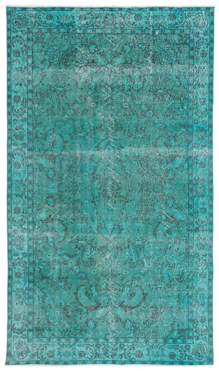 Çiçek Desenli Turkuaz ve Gri El Dokuma Halı 165x283 cm – Oturma odası kullanımı