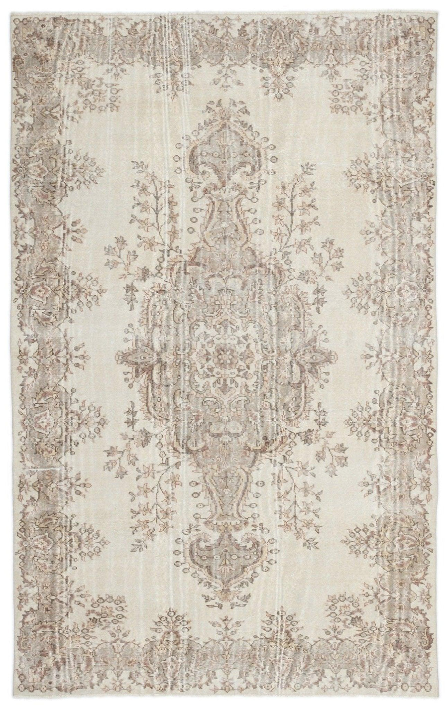 Cream & Beige Medallion Hand-Knotted Wool Rug 175x280 cm (5'9" x 9'2") – in the hallway