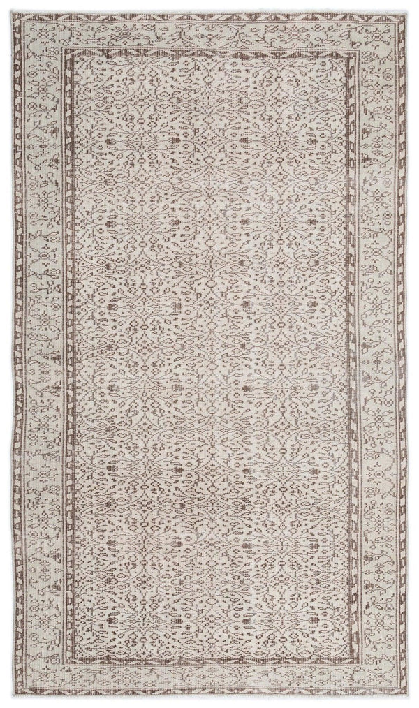 Bej Krem Anadolu Eskitme Geometrik Yün Halı 160x272 - Özel Seri
