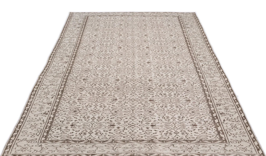 Bej Krem Anadolu Eskitme Geometrik Yün Halı 160x272 - Özel Seri