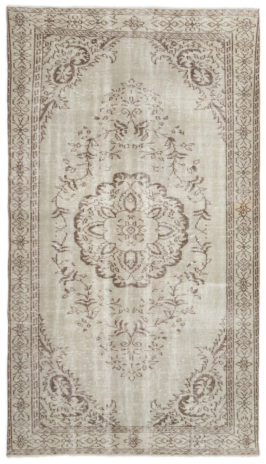 Beiger Vintage Wollteppich mit Medaillon Braun 164x290 cm – im Wohnzimmer