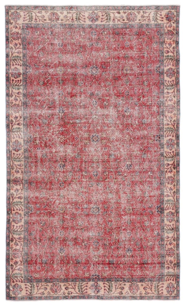 Bej Gri Anadolu Eskitme Çiçekli Yün Halı 167x285 - Özel Seri