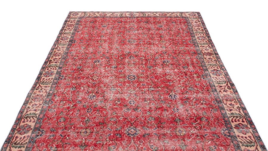 Bej Gri Anadolu Eskitme Çiçekli Yün Halı 167x285 - Özel Seri