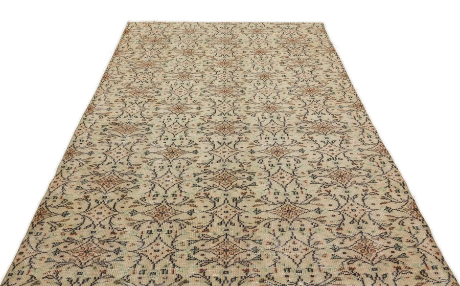 Bej Krem Anadolu Eskitme Geometrik Yün Halı 177x274 - Özel Seri